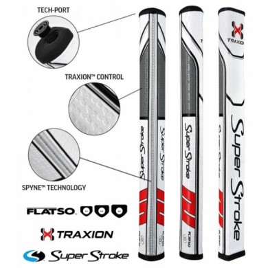Super Stroke putter grip Traxion Flatso 1.0 White/Red/Grey