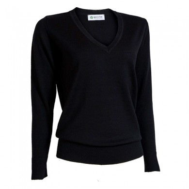 BACKTEE Ladies Solid V-neck Pullover, Navy, vel.S