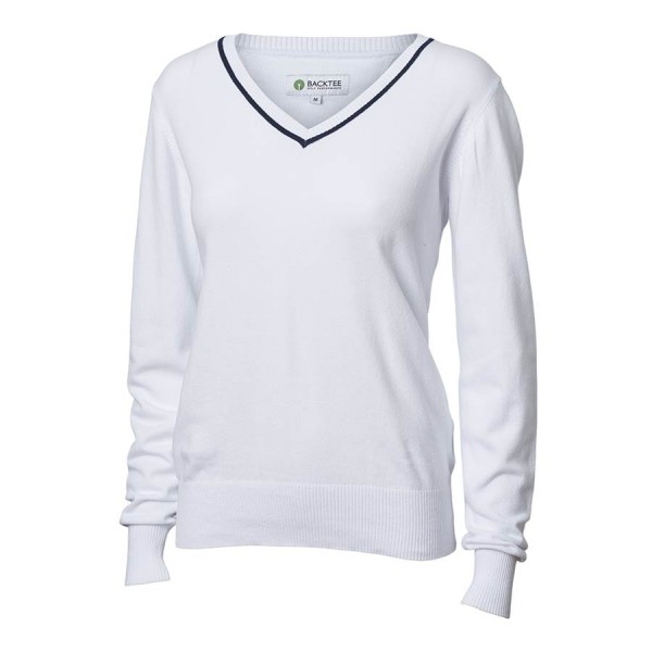 BACKTEE Ladies Solid Stretch Pullover, WHITE vel. XL
