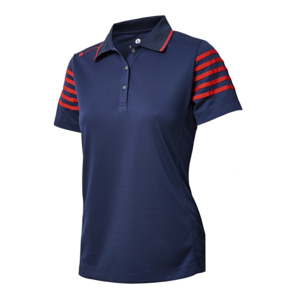 BACKTEE Ladies Striped Polo, Navy