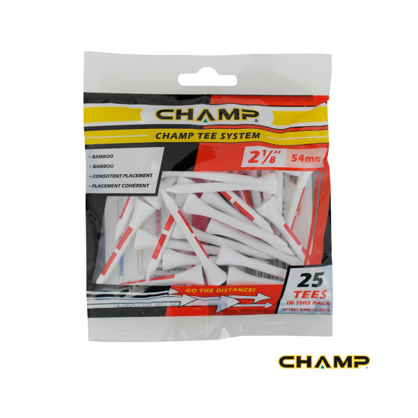 CHAMP Bamboo Tees 54mm Standard, Pack 25 tees, 2 1/8"