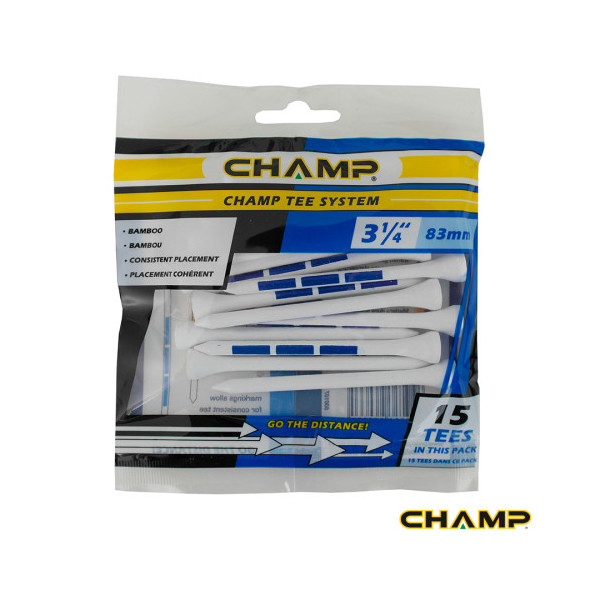 CHAMP Bamboo Tees 83mm Standard, Pack 15 tees,  3/4"